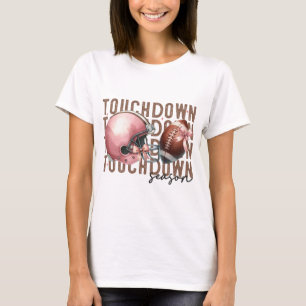 秋タッチダウン秋ピンクヘルメット及びサッカー Tシャツ