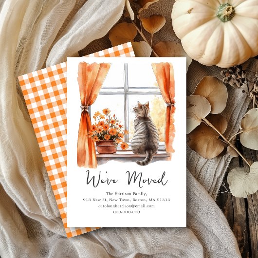 秋タビーキャット | 引っ越しました新しいアドレス 案内状