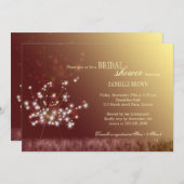 秋タンデリオンズブラウングラデーションブライダルシャワー 招待状 (正面/裏面)