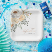 秋タン&グレーフローラベビーシャワー ペーパープレート (パーティー)