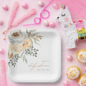 秋タン&グレーフローラベビーシャワー ペーパープレート (パーティー)