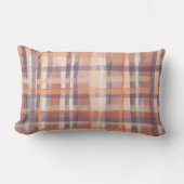秋タータンチェックプライドbeigeオレンジのプラムチェックモダン ランバークッション (正面)