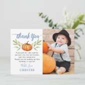 秋ダスティブルーパンプキン秋誕生日写真 サンキューカード (スタンド正面)