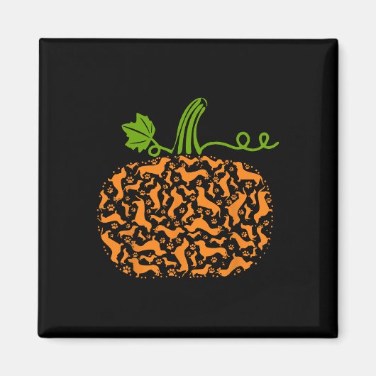 秋ダックスシュントドキシンパンプキンおもしろいハロウィンドフロフ マグネット (正面)
