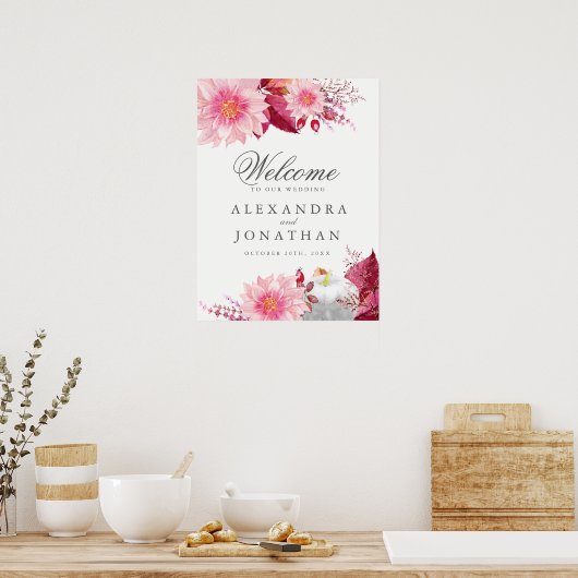 秋ダリアとパンプキ結婚ンの歓迎ポスター ポスター (キッチン)