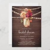 秋ダリアウッドメイソンジャールフォトブライダルシャワー 招待状 (正面)