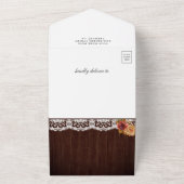 秋ダリアフローラメイスンジャーQRコードウッド結婚ズ オールインワン招待状 (外側)