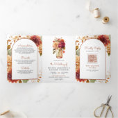 秋ダリアフローラメイスンジャーQRコード結婚ズ 三つ折り招待状 (内部)