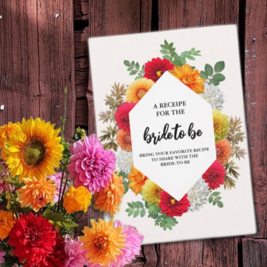 秋ダリアフローラ秋ブライダルシャワーレシピ エンクロージャーカード