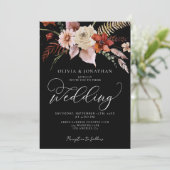 秋ダークムーディーズフローラブラックテラコッタ結婚ズ 招待状 (スタンド正面)