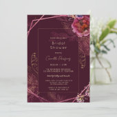 秋ダークワインフローラトレーサリーブライダルシャワー 招待状 (スタンド正面)