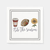 秋チザシーズンイニシャルコーヒーサッカーフラワー スタンダードカクテルナプキン (正面)