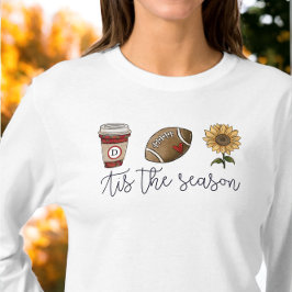 秋チザシーズンイニシャルコーヒーサッカーフラワー Tシャツ