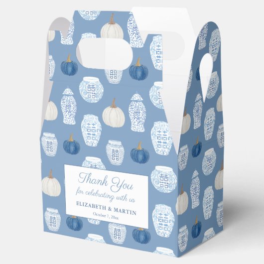 秋チノイスリーブルーパンプキンスウェディングシャワー フェイバーボックス (オープン)