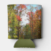 秋ツリーと青空秋の自然写真 缶クーラー (裏面)