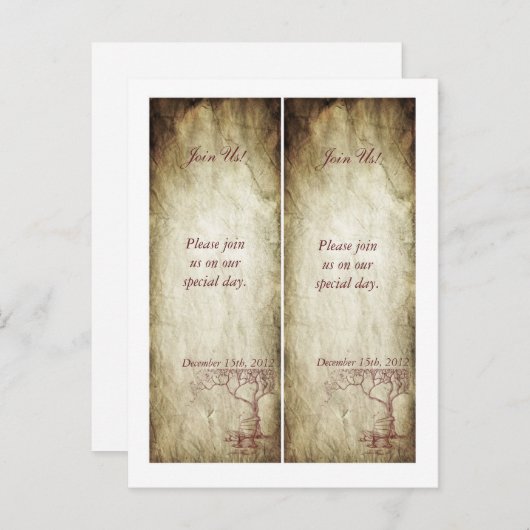 秋ツリーのブックマーク日付の保存 案内ポストカード (正面/裏面)