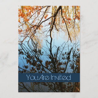 秋ツリーの反射結婚式招待状 招待状