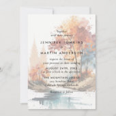 秋ツリーの水の色結婚の 招待状 (正面)