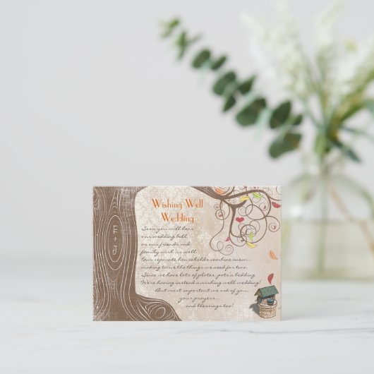 秋ツリーイニシャルイエローオレンジウィッシングウェル エンクロージャーカード (スタンド正面)