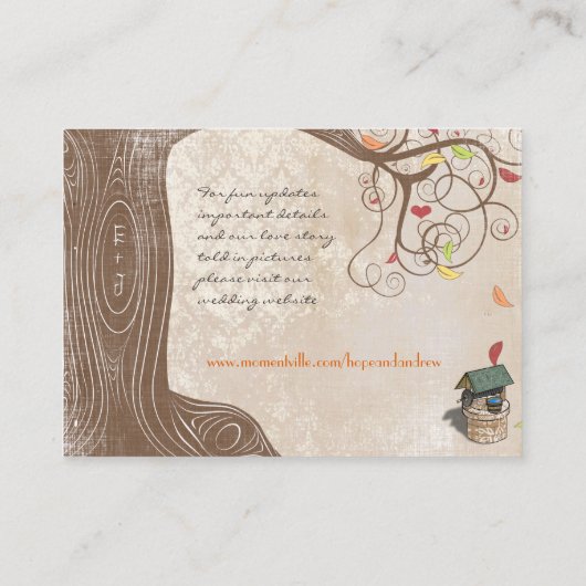 秋ツリーイニシャルイエローオレンジウィッシングウェル エンクロージャーカード (裏面)