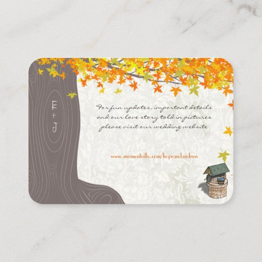 秋ツリーイニシャルイエローオレンジウィッシングウェル エンクロージャーカード (裏面)