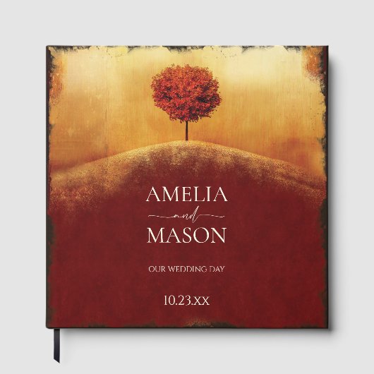 秋ツリーエレガントウェディングゲストブック ゲストブック (正面)