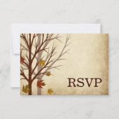 秋ツリーシルエット秋の結婚式RSVPカード 出欠カード (裏面)