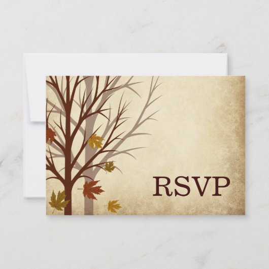 秋ツリーシルエット秋の結婚式RSVPカード 出欠カード (裏面)