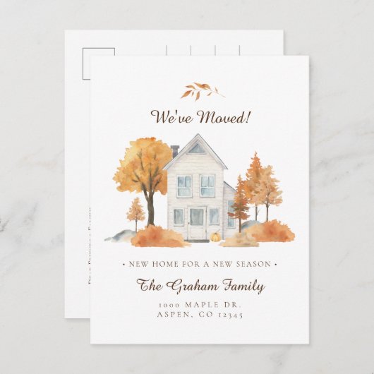 秋ツリーズハウス引っ越しました移動告知 案内ポストカード (正面/裏面)