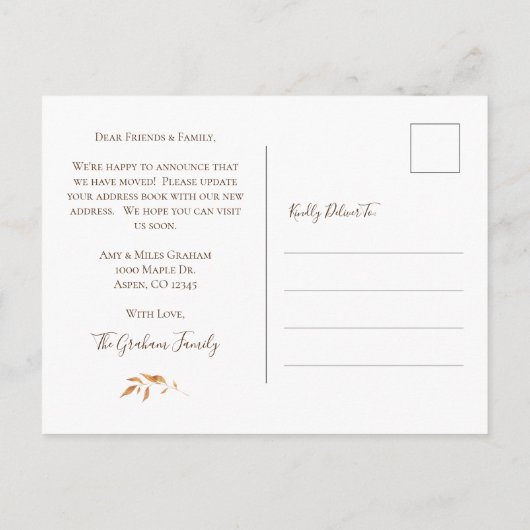 秋ツリーズハウス引っ越しました移動告知 案内ポストカード (裏面)