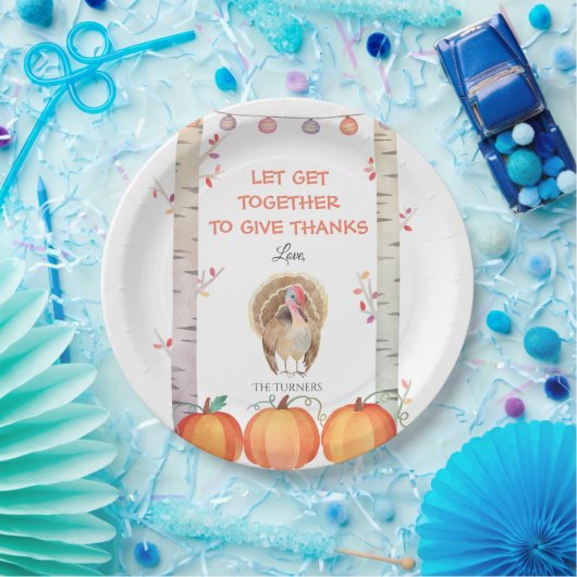 秋ツリーズパンプキンスターキーサンクスギビングパーティー ペーパープレート (パーティー)