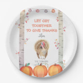 秋ツリーズパンプキンスターキーサンクスギビングパーティー ペーパープレート (正面)