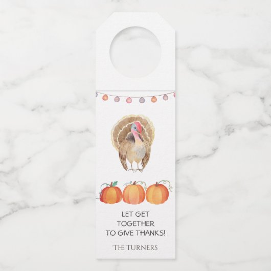 秋ツリーズパンプキンスターキーサンクスギビングパーティー ボトルネックタグ (正面)