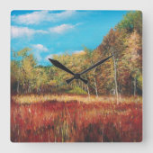 秋ツリーズブルースカイアート スクエア壁時計 (正面)