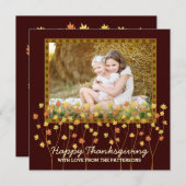 秋ツリーハッピー感謝祭スクエアフォトカード シーズンカード (正面/裏面)