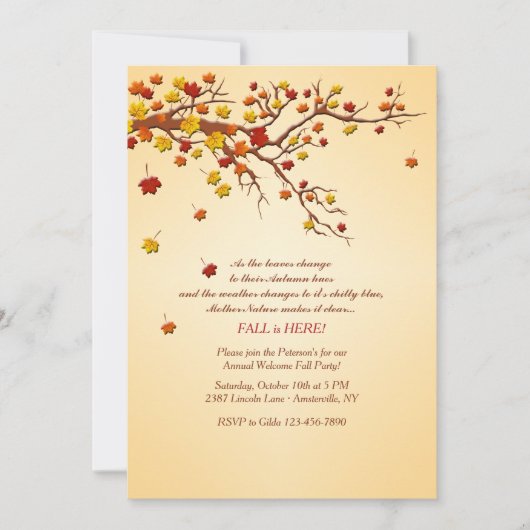 秋ツリーブランチ招待状 招待状 (正面)