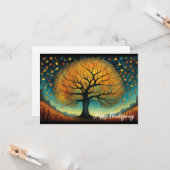 秋ツリーホリデーオータムサンクスギビング カード (正面/裏面インサイチュ)