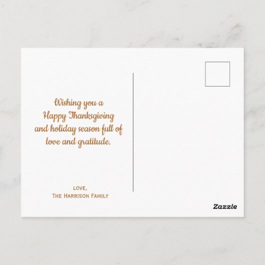 秋ツリーホリデーオータムサンクスギビング ポストカード (裏面)