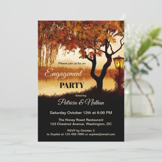 秋ツリーレイクビュー婚約招待状 招待状 (スタンド正面)