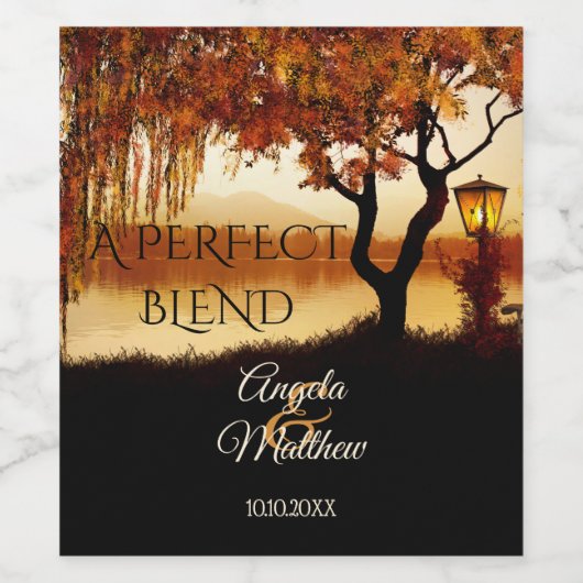 秋ツリーレイクビュ結婚ーズワインラベル ワインラベル (シングルラベル)