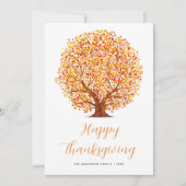 秋ツリー幸せな感謝祭ホリデーカード シーズンカード (正面)