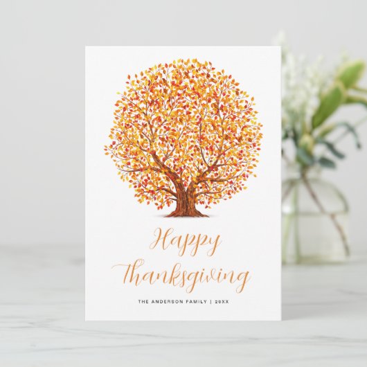 秋ツリー幸せな感謝祭ホリデーカード シーズンカード (スタンド正面)