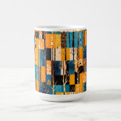 秋ツリー秋の葉の色パッチワークパターン コーヒーマグカップ (中央)