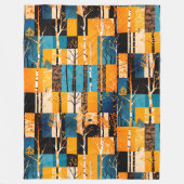 秋ツリー秋の葉の色パッチワークパターン フリースブランケット (正面)