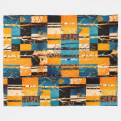 秋ツリー秋の葉の色パッチワークパターン フリースブランケット (正面(横))