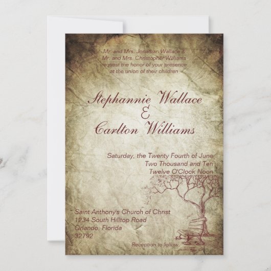 秋ツリー結婚式招待状 招待状 (正面)