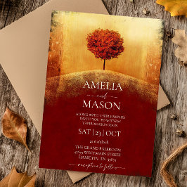 秋ツリー結婚式招待状 招待状