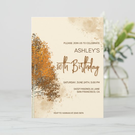 秋ツリー誕生日 招待状 (スタンド正面)