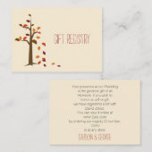 秋ツリー、秋の結婚式ギフトレジストリ エンクロージャーカード (正面/裏面)