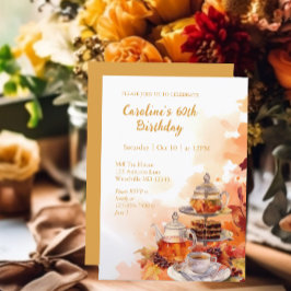 秋ティーエレガントパーティー60誕生日 招待状